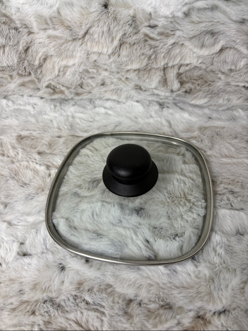 7” Square Glass Replacement Lid with Black Knob
